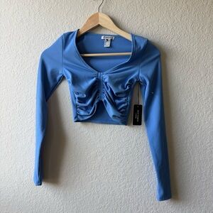 Forever 21 Sky Blue Ruched Crop Top NWT